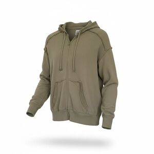 American Eagle Oversized Washed Zip Hoodie in Olive- M